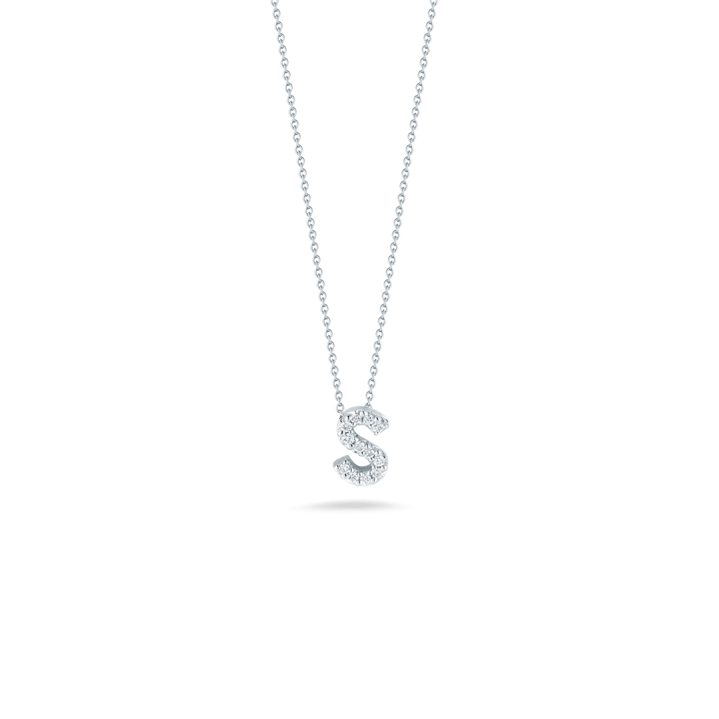 Roberto Coin 18K White Gold Roberto Coin Letter "S" with Diamonds Pendants