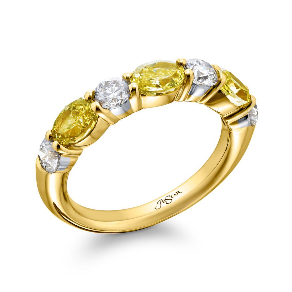 JB Star 18K Yellow Gold JB Star Fancy Yellow Diamond & Diamond Half-Eternity Band Rings - Women's