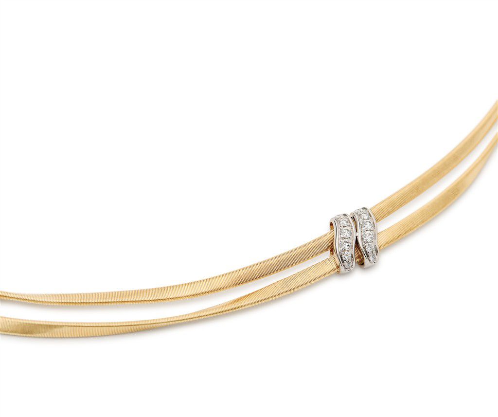 18K Yellow Gold Marco Bicego Two-Strand Coil Necklace with Diamonds