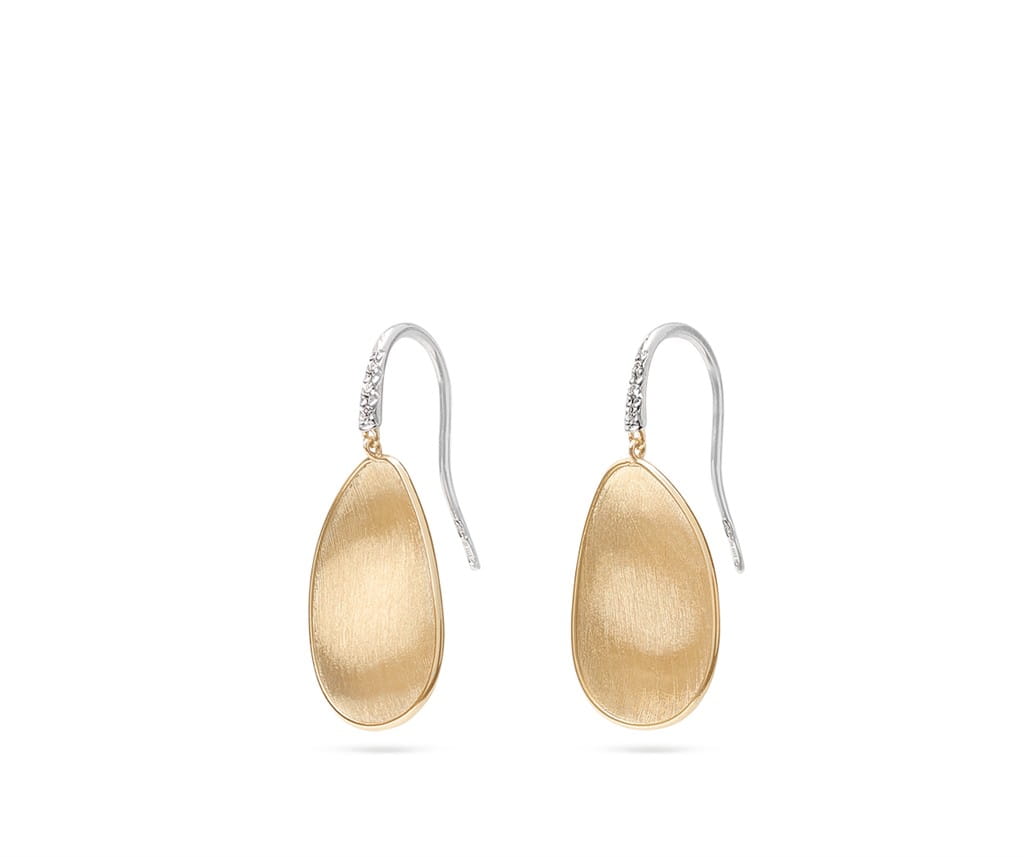 Marco Bicego 18K Yellow Gold Marco Bicego Petal Drop Earrings with Diamonds, Medium Earrings