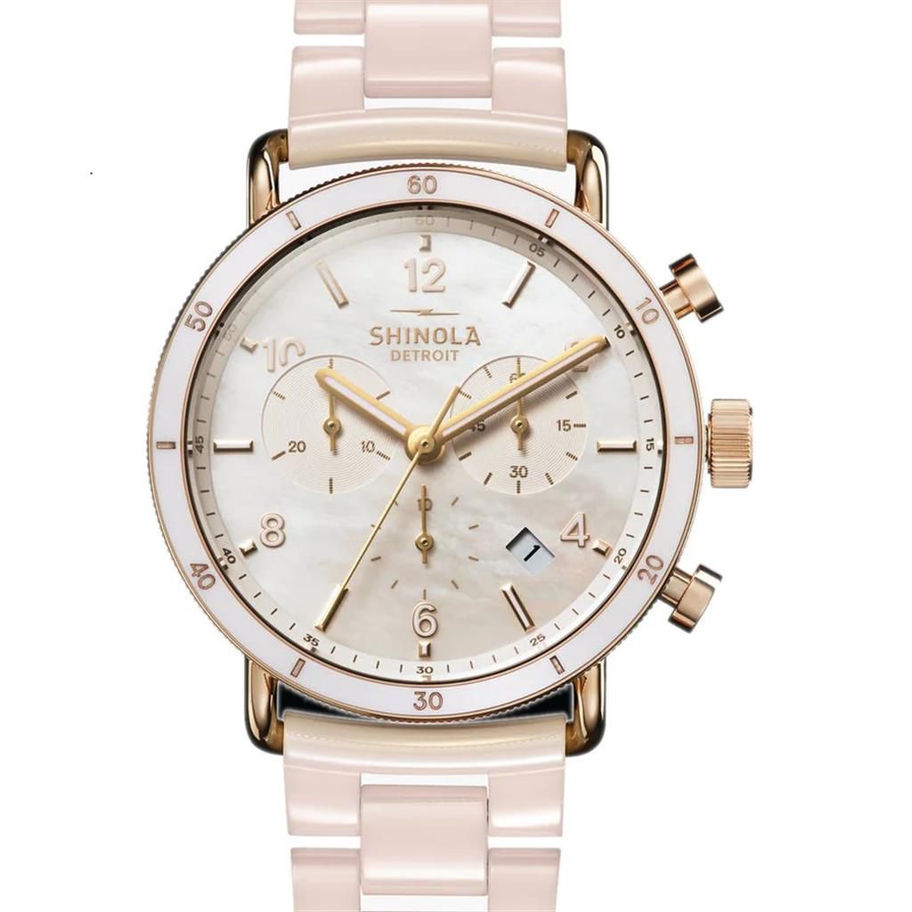 Shinola Canfield Sport Chronograph Watch 40mm - Pink Watches