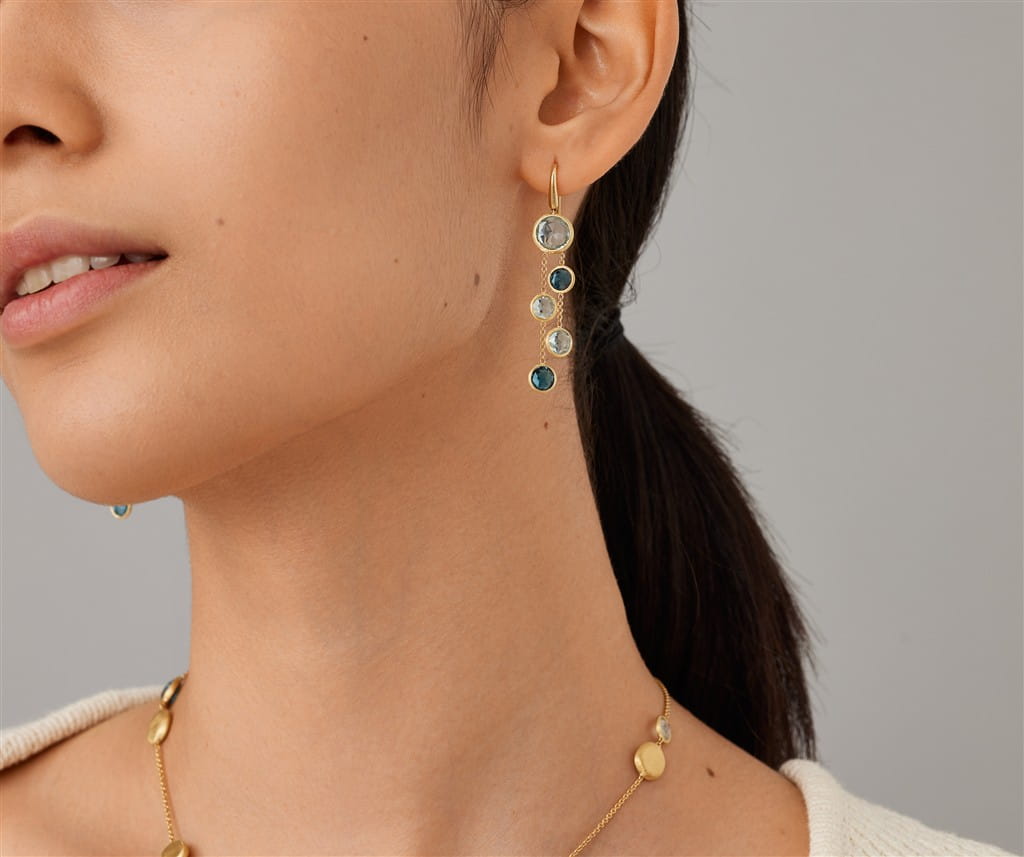 Marco Bicego 18K Yellow Gold Marco Bicego Blue Topaz Two Strand Earrings Earrings