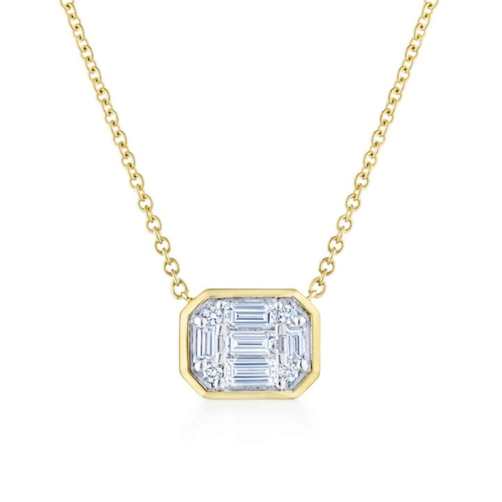 Kwiat 18K Yellow Gold Kwiat Sunburst Emerald Cut Diamond Pendant Pendants