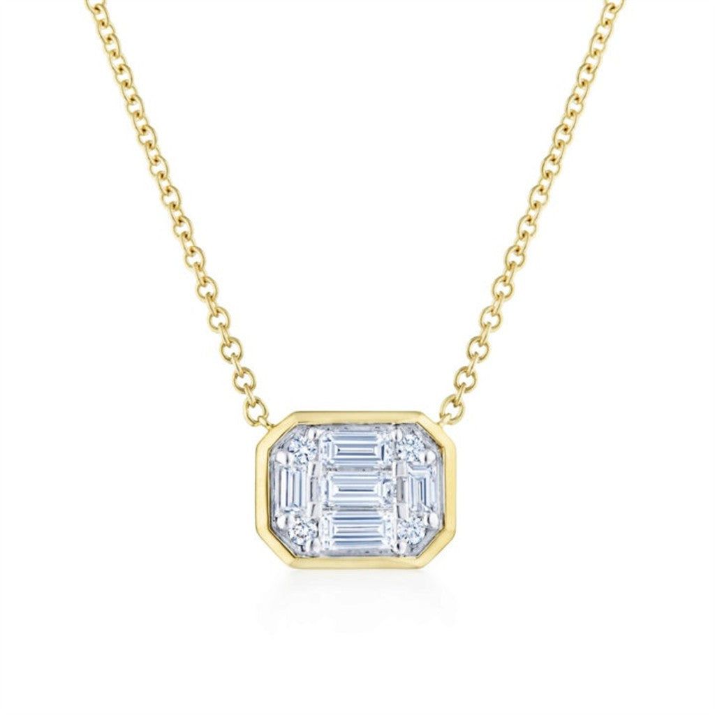 Kwiat 18K Yellow Gold Kwiat Sunburst Emerald Cut Diamond Pendant Pendants