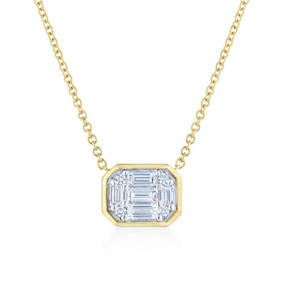 Kwiat 18K Yellow Gold Kwiat Sunburst Emerald Cut Diamond Pendant Pendants