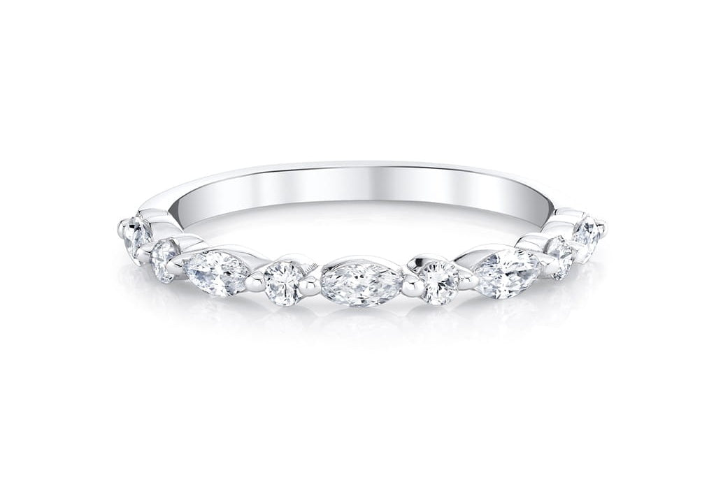 Emerson Fine Jewelry Platinum Mix Shape Shared Prong Diamond Band Rings - Women's