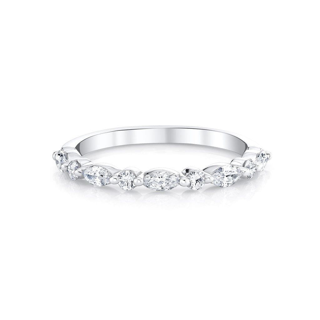 Platinum Mix Shape Shared Prong Diamond Band