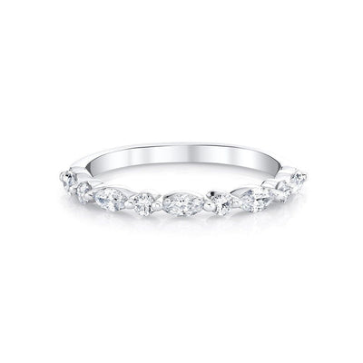 Platinum Mix Shape Shared Prong Diamond Band