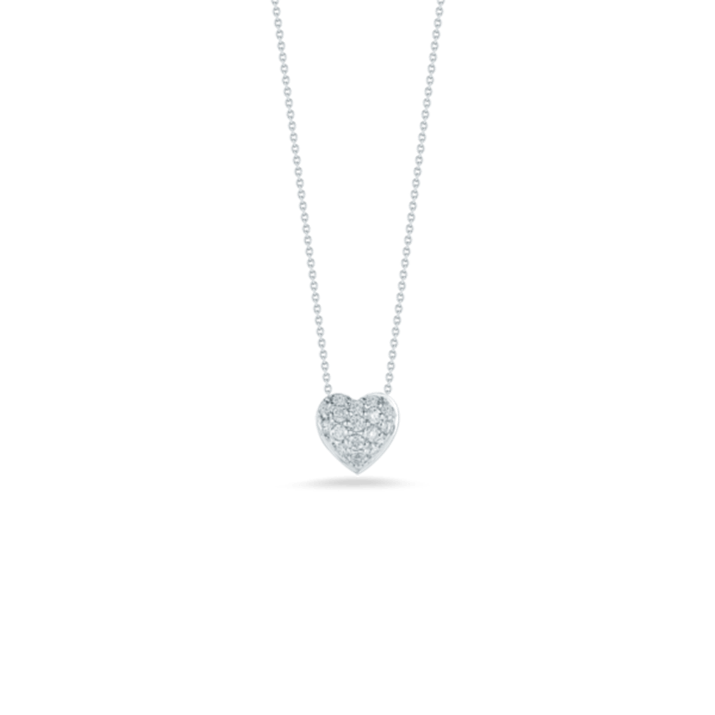 Roberto Coin 18K White Gold Roberto Coin Diamond Puffed Heart Necklace Necklaces