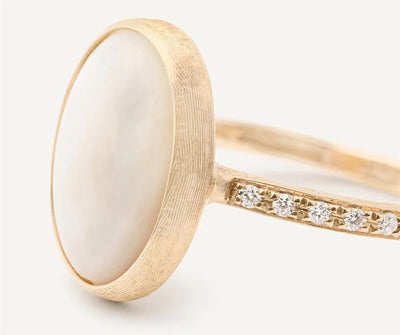Marco Bicego 18K Yellow Gold Marco Bicego Mother of Pearl Ring with Diamond Pave Shank Rings - Women's