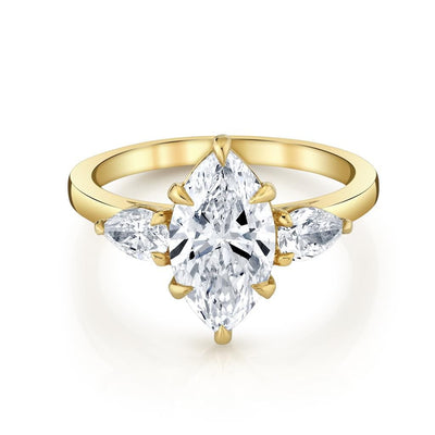 Emerson Fine Jewelry 18K Yellow Gold Marquise Three Stone Diamond Engagement Ring Engagement Rings
