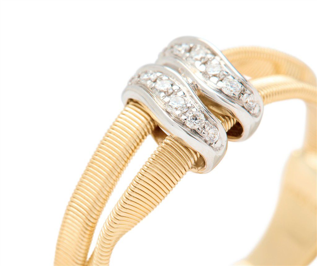 18K Yellow Gold Marco Bicego Two-Strand Coil Bracelet with Diamonds