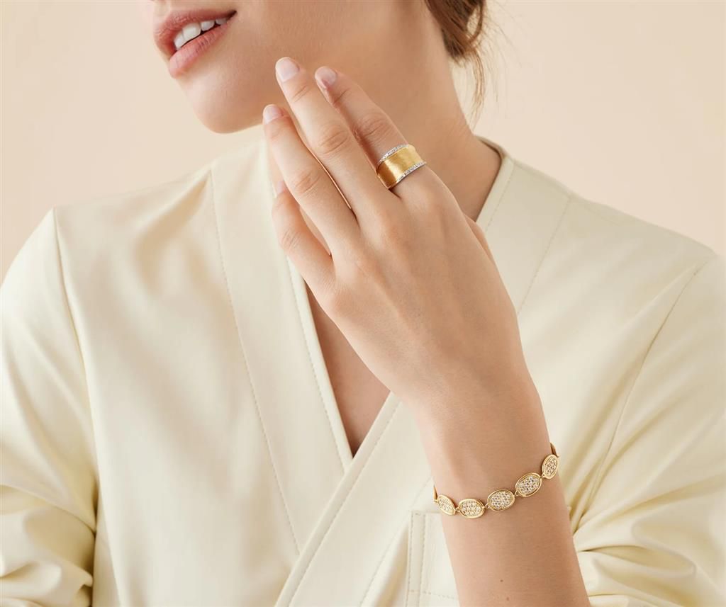 Marco Bicego 18K Yellow Gold Marco Bicego Medium Band with Diamonds Rings - Women's