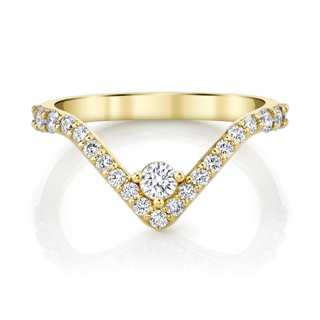 Emerson Fine Jewelry 18K Yellow Gold Primrose Center Diamond Chevron Band Rings - Women's