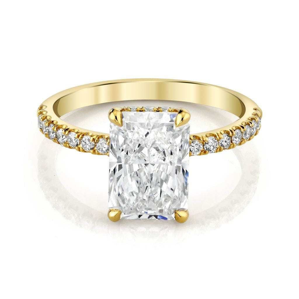 Emerson Fine Jewelry 18K Yellow Gold Everly Elongated Radiant Hidden Halo, Half Eternity Diamond Engagement Ring Engagement Rings