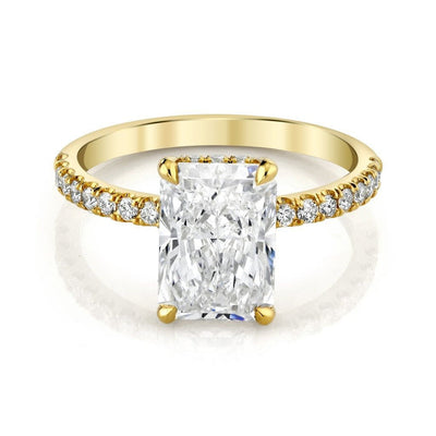 Emerson Fine Jewelry 18K Yellow Gold Everly Elongated Radiant Hidden Halo, Half Eternity Diamond Engagement Ring Engagement Rings