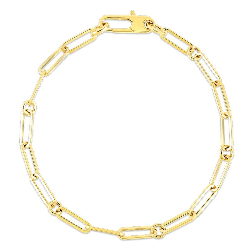 18K Yellow Gold Roberto Coin Paperclip and Round Chain Bracelet