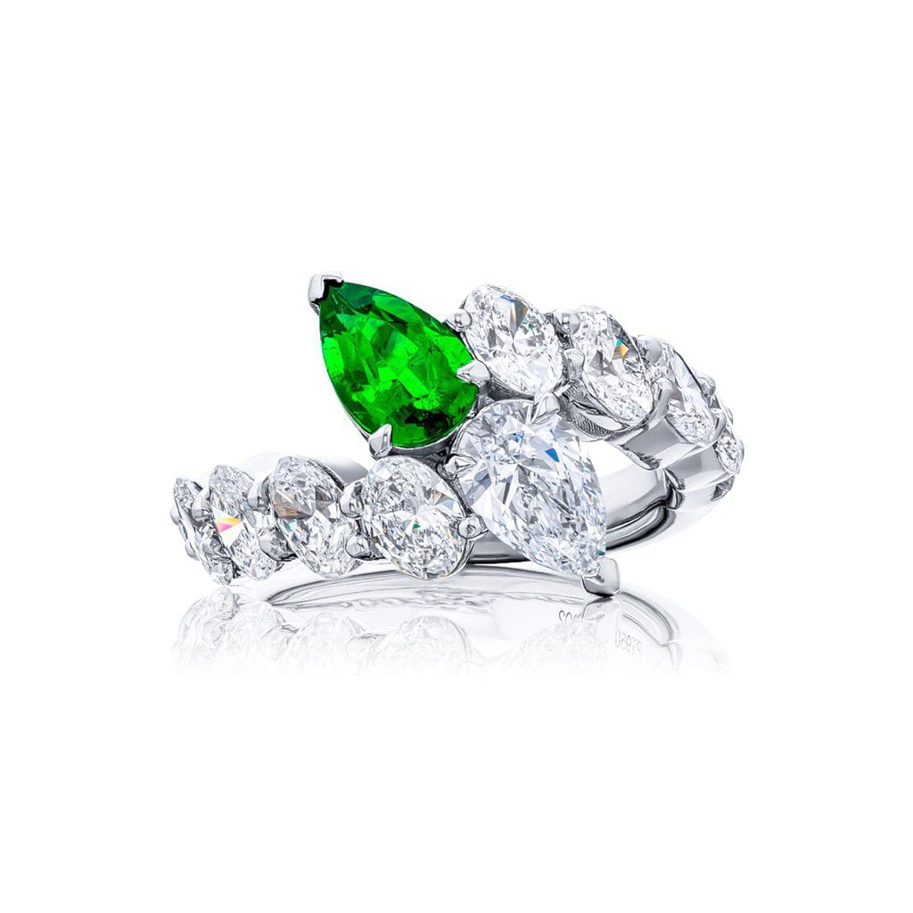 JB Star Platinum JB Star Emerald and Diamond Bypass Ring Rings - Women's