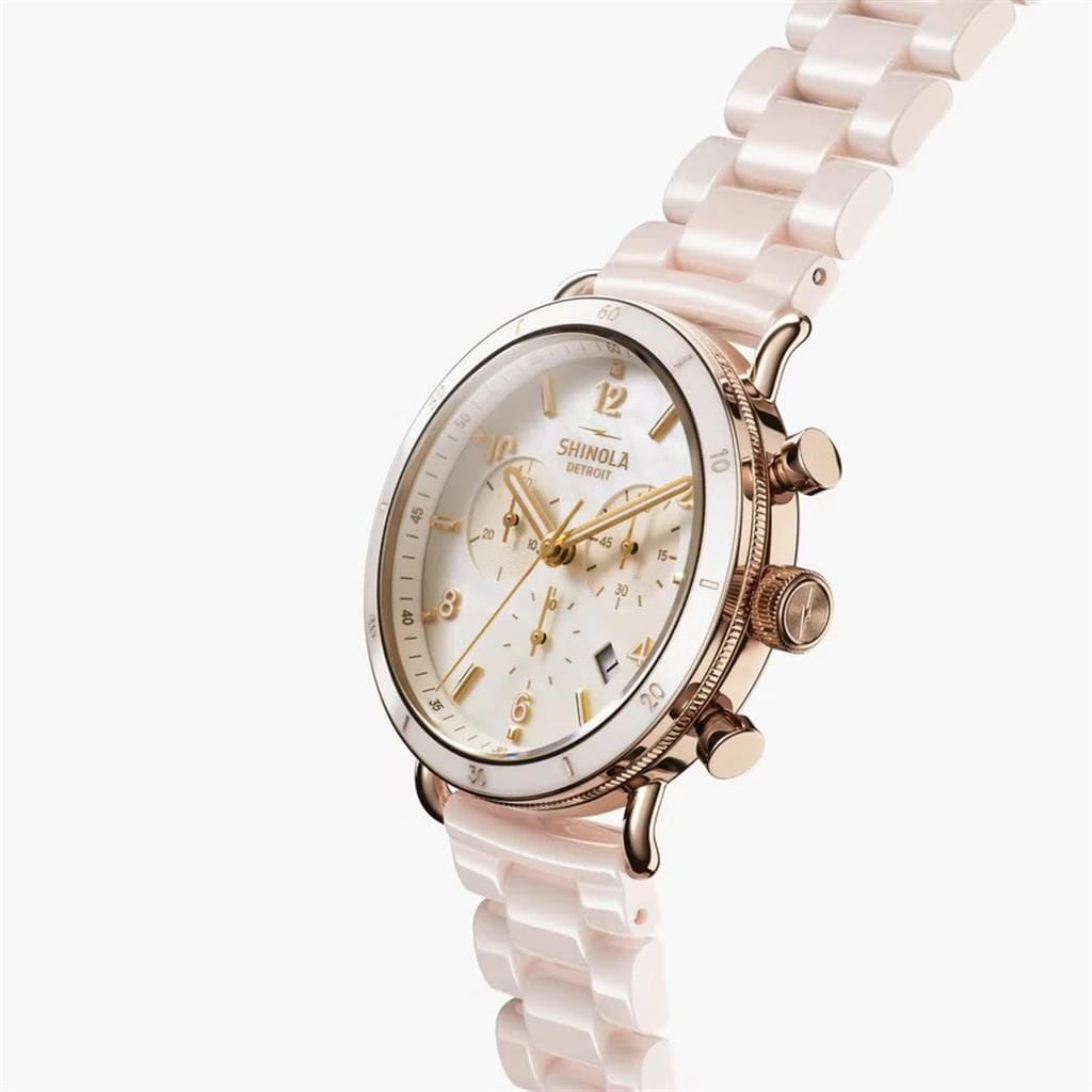 Shinola Canfield Sport Chronograph Watch 40mm - Pink Watches
