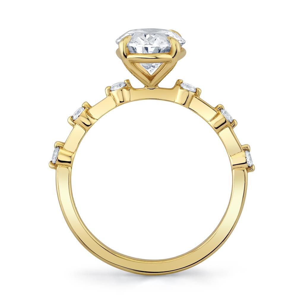 Emerson Fine Jewelry 18K Yellow Gold Olive Station Oval Diamond Ring Engagement Rings