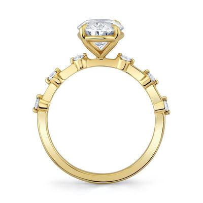 Emerson Fine Jewelry 18K Yellow Gold Olive Station Oval Diamond Ring Engagement Rings