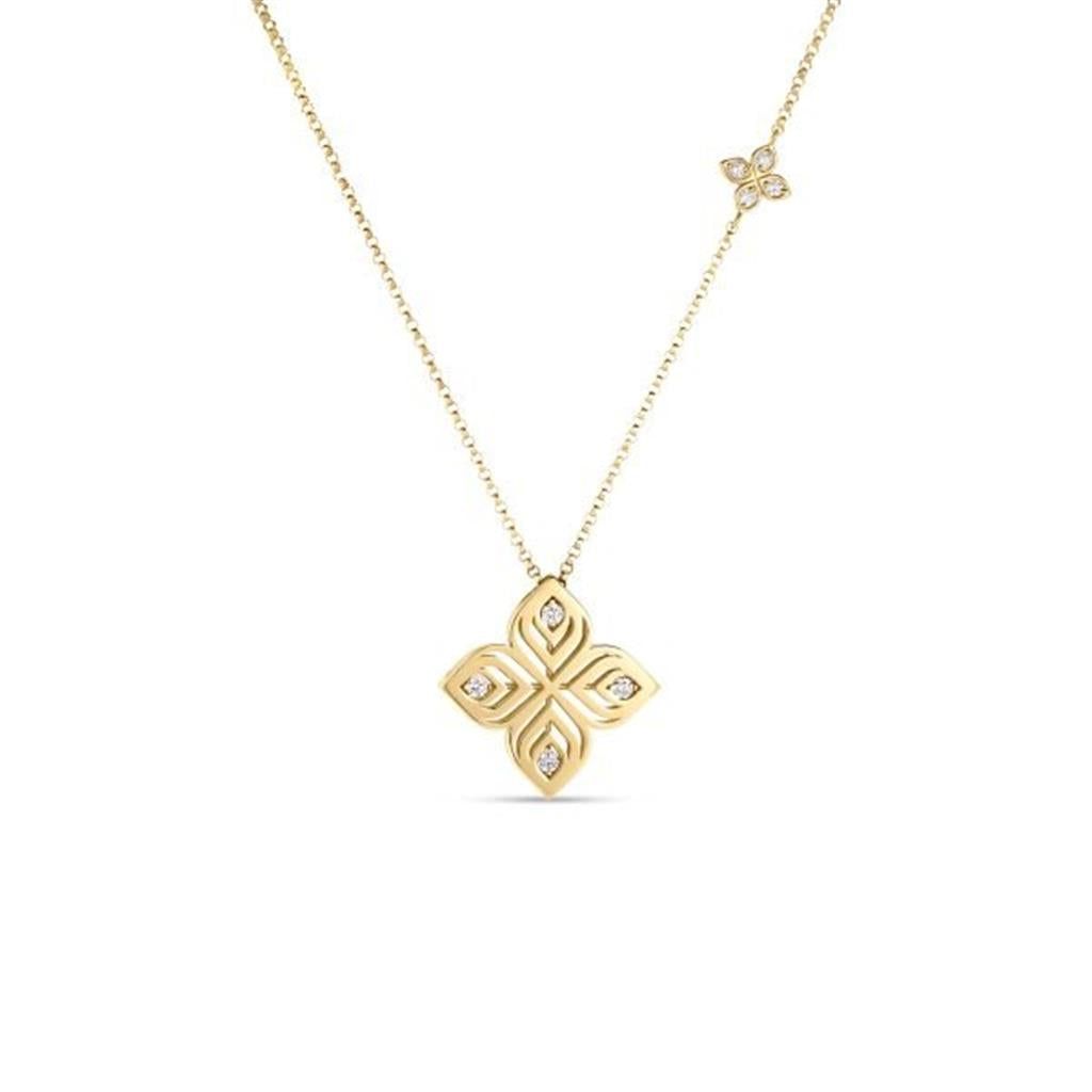 Roberto Coin 18K Yellow Gold Roberto Coin Arabesque Large Diamond Flower Necklace Pendants