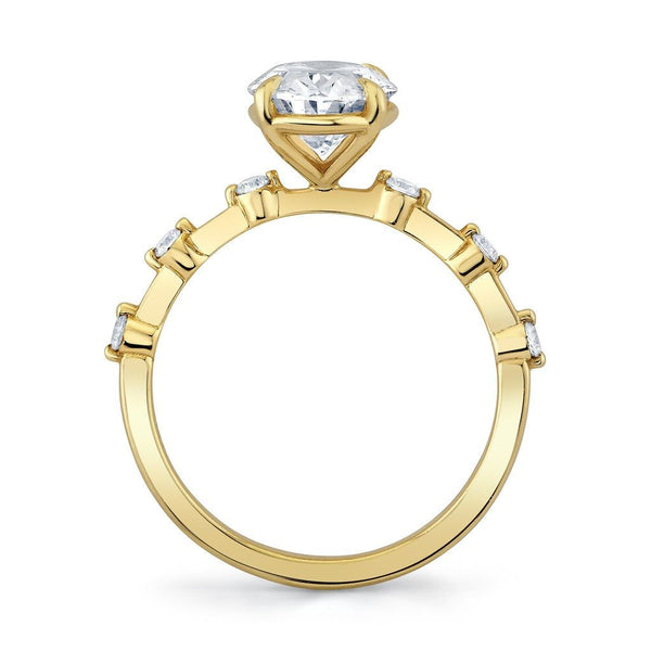 Emerson Fine Jewelry 18K Yellow Gold Olive Station Oval Diamond Ring Engagement Rings
