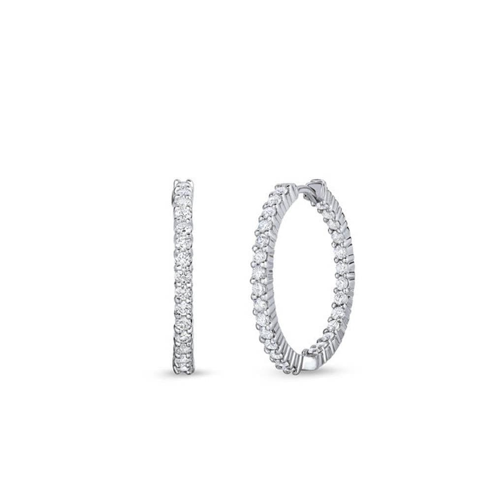Roberto Coin 18K White Gold Roberto Coin Small Inside Outside The Perfect Diamond Hoop Earrings Earrings