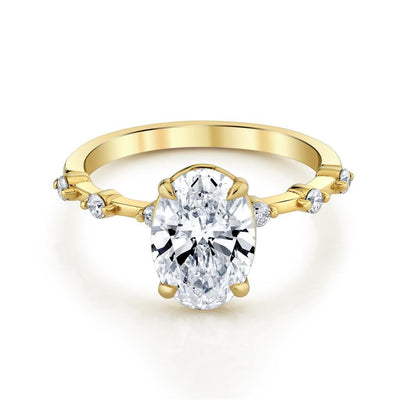 Emerson Fine Jewelry 18K Yellow Gold Olive Station Oval Diamond Ring Engagement Rings