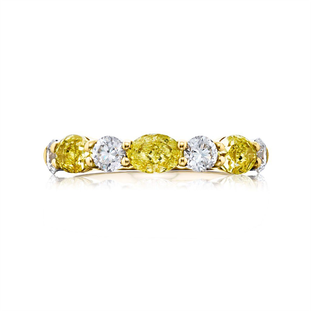 JB Star 18K Yellow Gold JB Star Fancy Yellow Diamond & Diamond Half-Eternity Band Rings - Women's