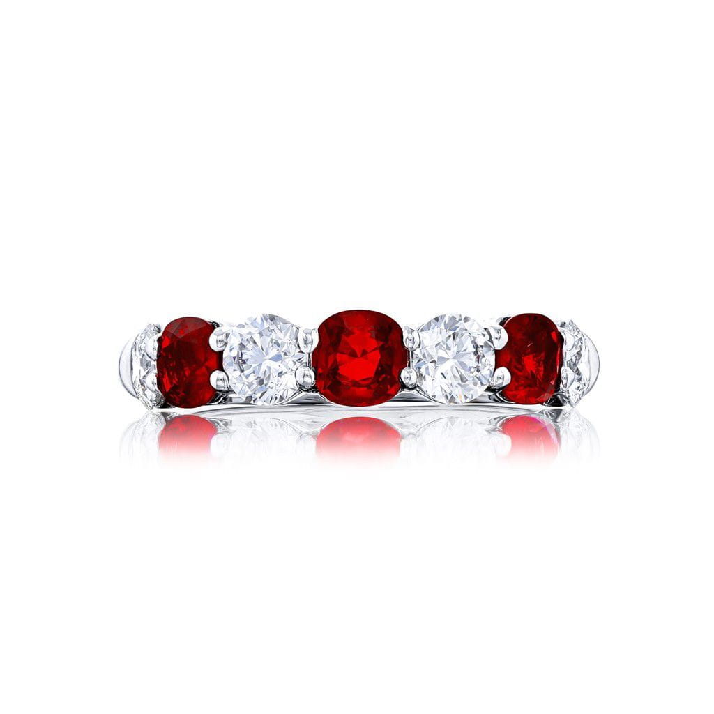 JB Star Platinum JB Star Ruby and Diamond Half Eternity Band Rings - Women's