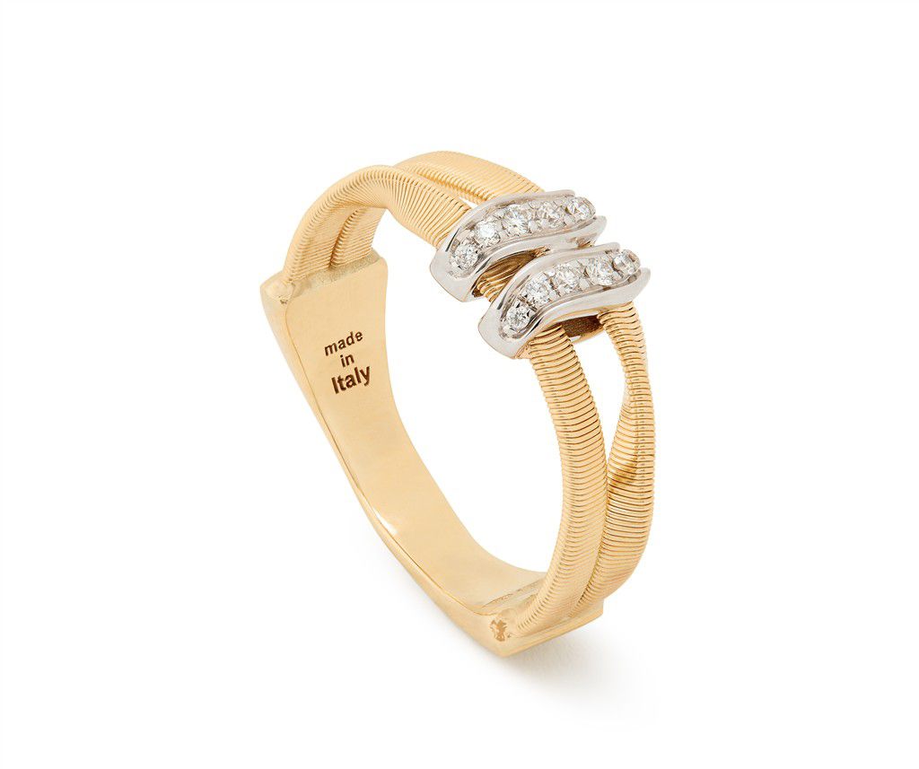 18K Yellow Gold Marco Bicego Two-Strand Coil Bracelet with Diamonds