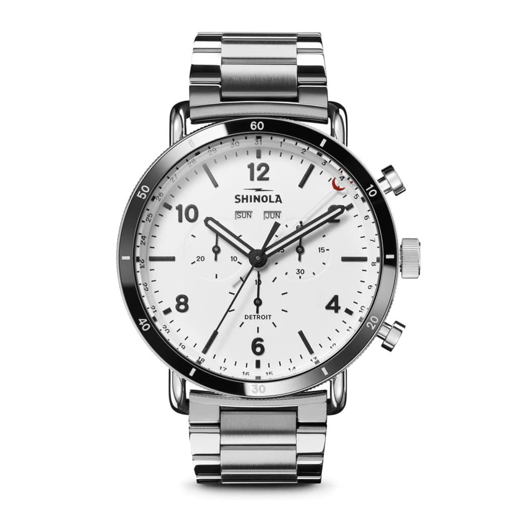 Shinola Canfield Sport Chronograph Watch 45mm - White Watches