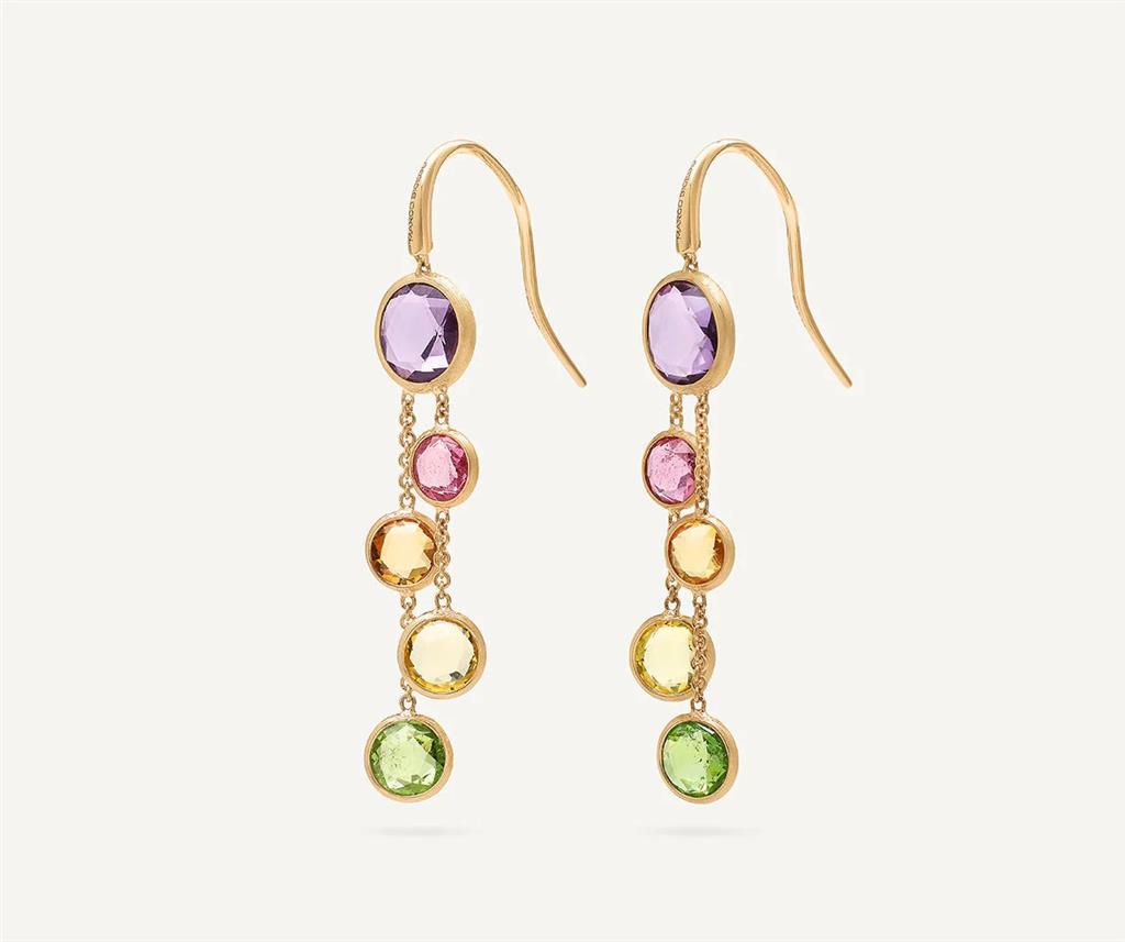 18K Yellow Gold Marco Bicego Gemstone 2-Strand Earrings
