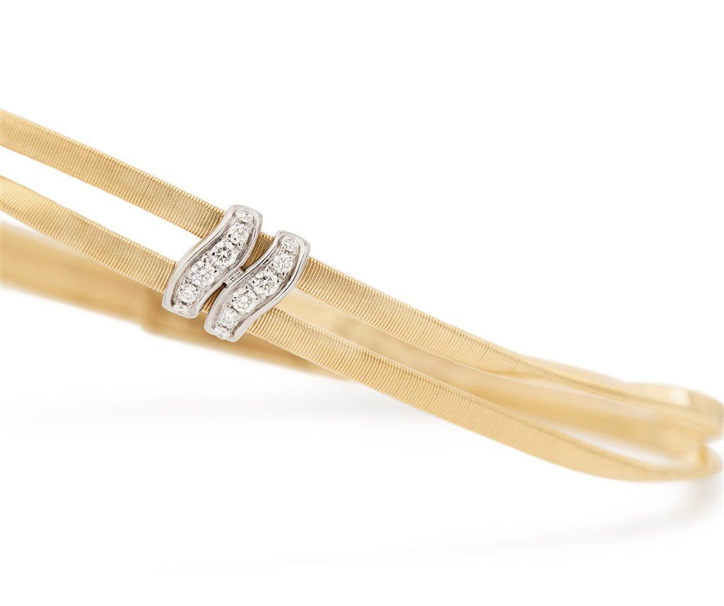 18K Yellow Gold Marco Bicego Two-Strand Coil Bracelet with Diamonds