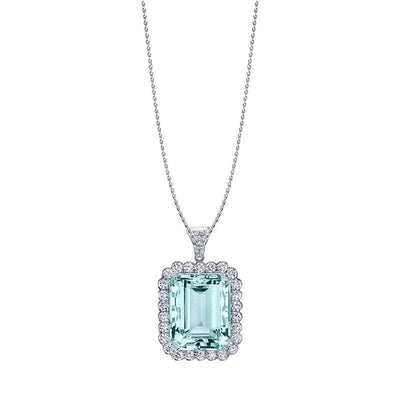Emerson Fine Jewelry Platinum Emerald Cut Aquamarine Pendant Pendants